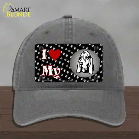I Love My Basset Hound Novelty License Plate Hat Unconstructed Cotton / Charcoal