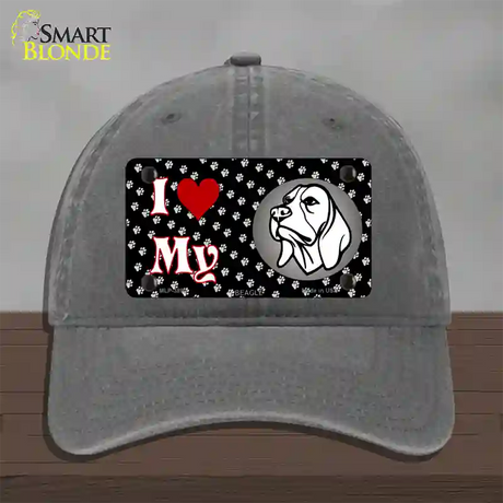 I Love My Beagle Dog Novelty License Plate Hat Unconstructed Cotton / Charcoal