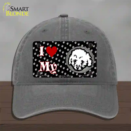 I Love My Bichon Frise Novelty License Plate Hat Unconstructed Cotton / Charcoal