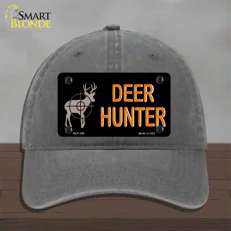 Deer Hunter Novelty License Plate Hat Unconstructed Cotton / Charcoal