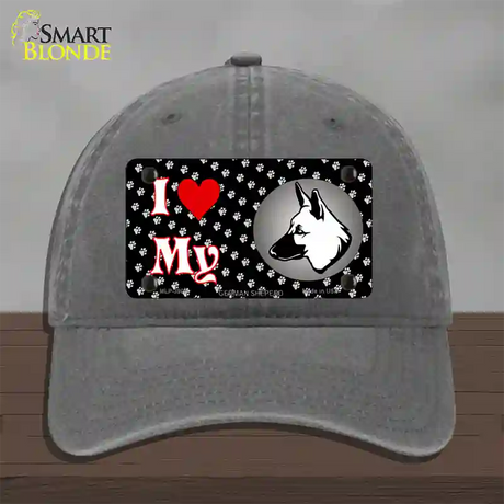 I Love My German Shepherd Novelty License Plate Hat Unconstructed Cotton / Charcoal