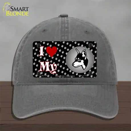 I Love My Miniature Pinscher Novelty License Plate Hat Unconstructed Cotton / Charcoal