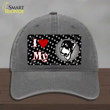 I Love My Rottweiler Novelty License Plate Hat Unconstructed Cotton / Charcoal