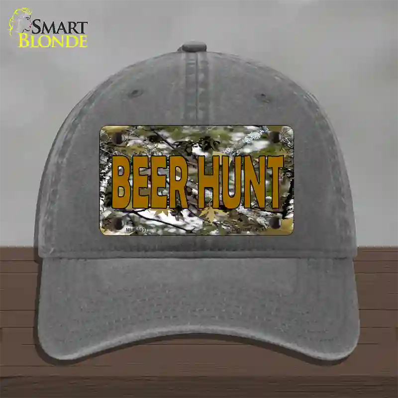 Beer Hunt Novelty License Plate Hat Unconstructed Cotton / Charcoal