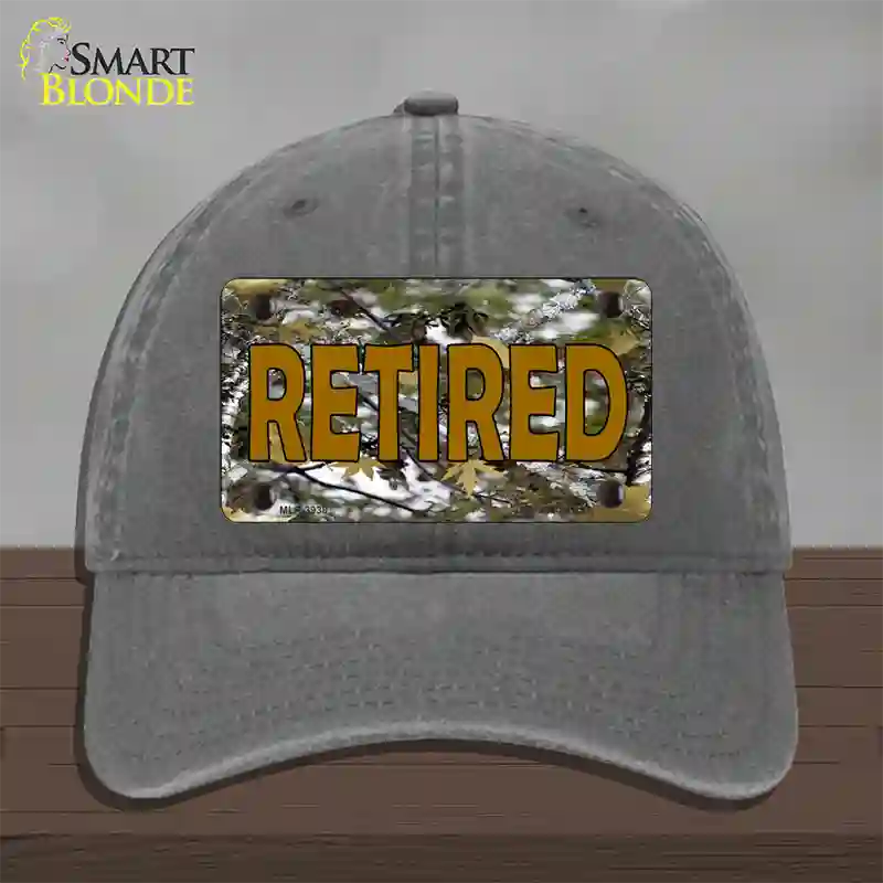 Retired Camouflage Novelty License Plate Hat Unconstructed Cotton / Charcoal