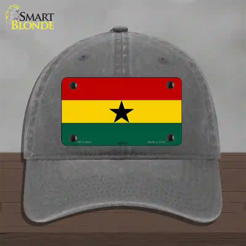 Ghana Flag Novelty License Plate Hat Unconstructed Cotton / Charcoal