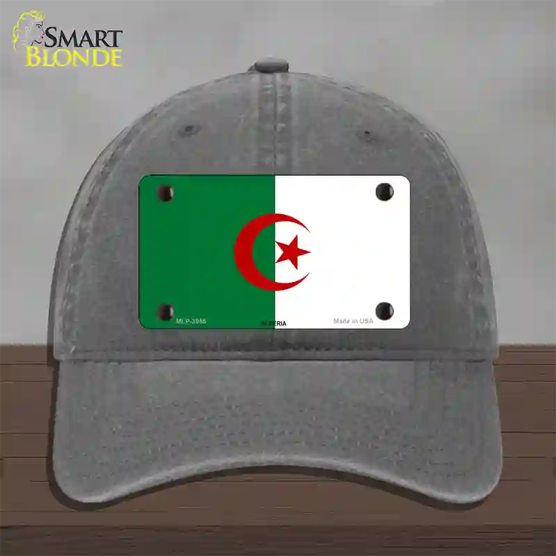 Algeria Flag Novelty License Plate Hat Unconstructed Cotton / Charcoal