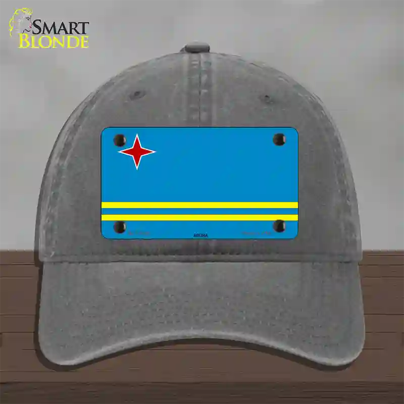 Aruba Flag Novelty License Plate Hat Unconstructed Cotton / Charcoal