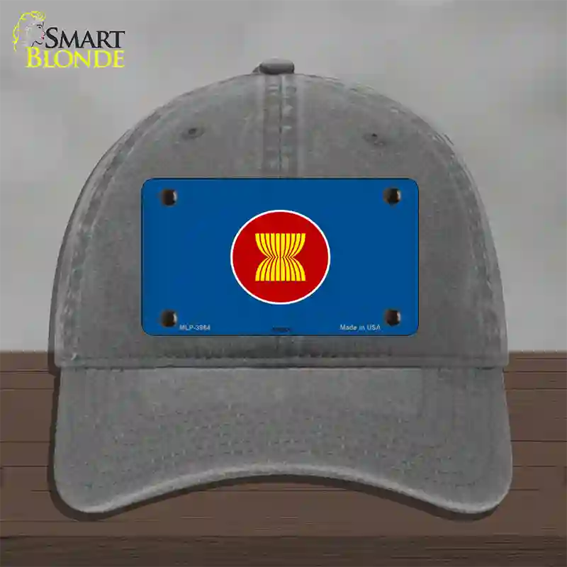 Asean Flag Novelty License Plate Hat Unconstructed Cotton / Charcoal