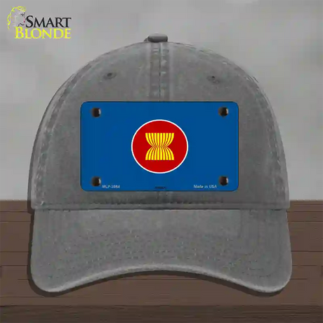 Asean Flag Novelty License Plate Hat Unconstructed Cotton / Charcoal