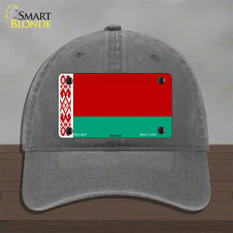 Belarus Flag Novelty License Plate Hat Unconstructed Cotton / Charcoal