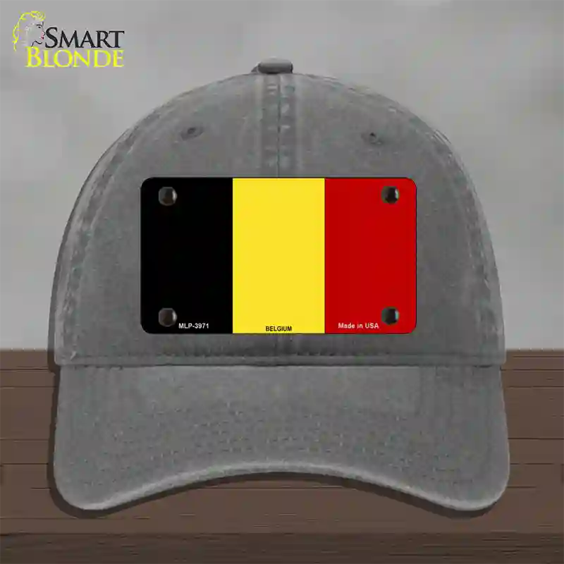 Belgium Flag Novelty License Plate Hat Unconstructed Cotton / Charcoal