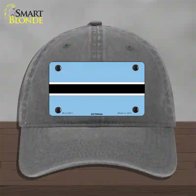 Botswana Flag Novelty License Plate Hat Unconstructed Cotton / Charcoal