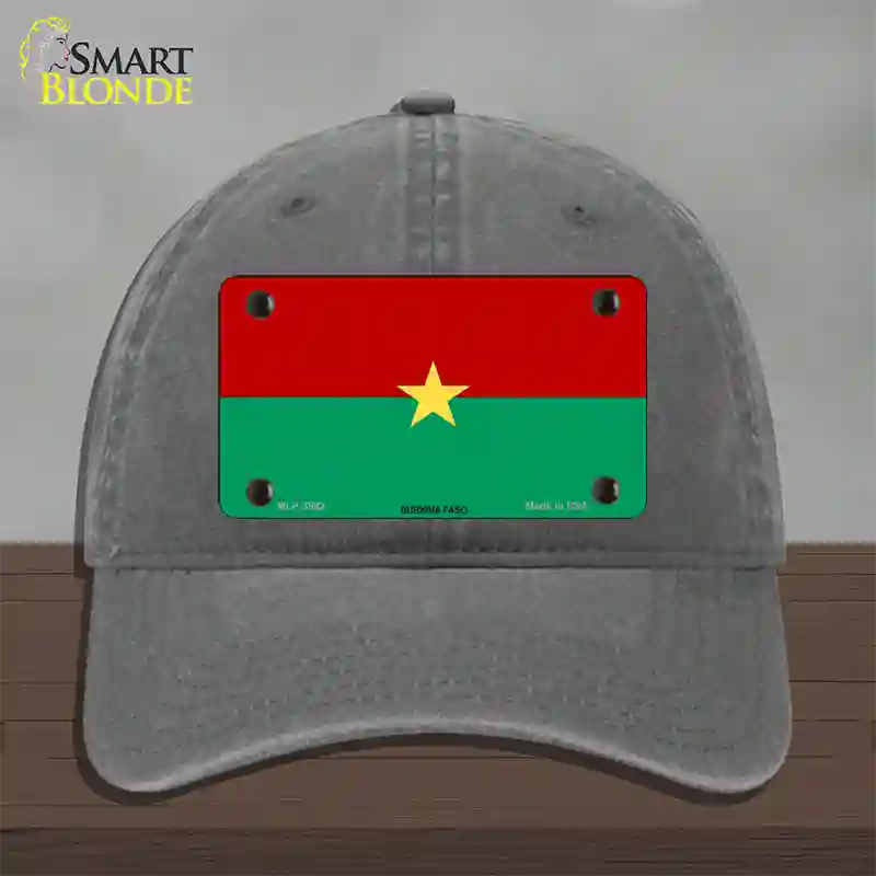 Burkina Faso Flag Novelty License Plate Hat Unconstructed Cotton / Charcoal