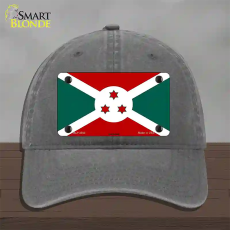 Burundi Flag Novelty License Plate Hat Unconstructed Cotton / Charcoal