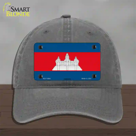 Cambodia Flag Novelty License Plate Hat Unconstructed Cotton / Charcoal