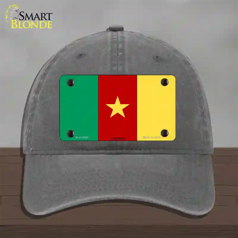 Cameroon Flag Novelty License Plate Hat Unconstructed Cotton / Charcoal