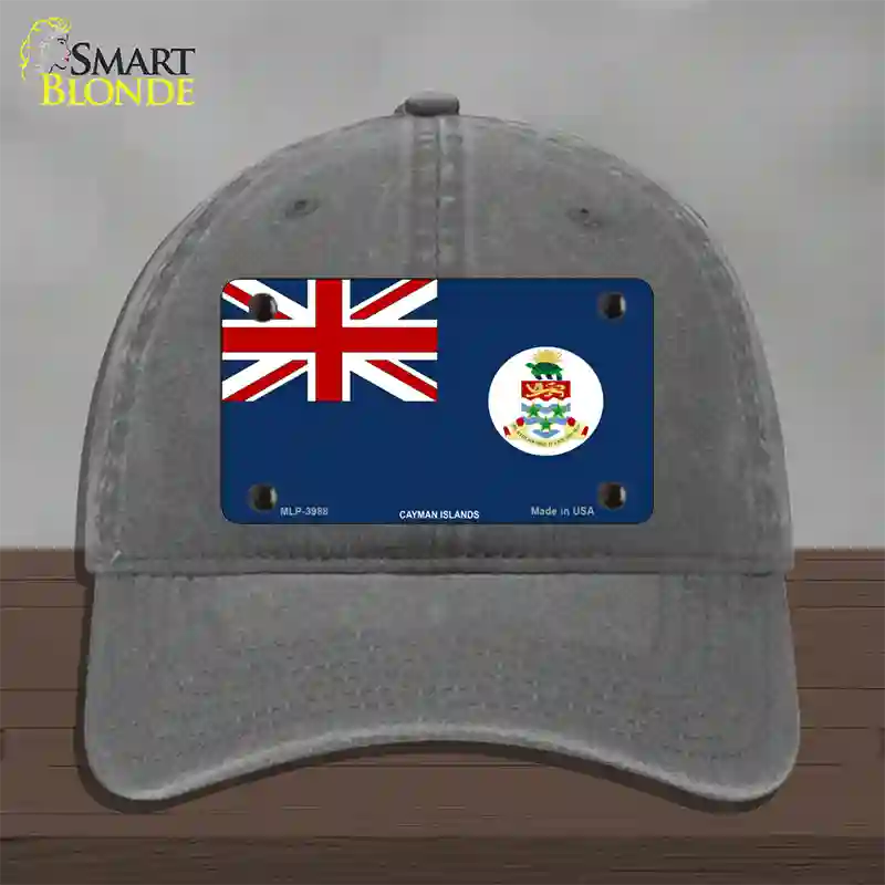 Cayman Islands Flag Novelty License Plate Hat Unconstructed Cotton / Charcoal