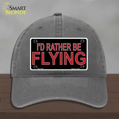 Rather Be Flying Novelty License Plate Hat Unconstructed Cotton / Charcoal