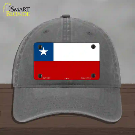 Chile Flag Novelty License Plate Hat Unconstructed Cotton / Charcoal