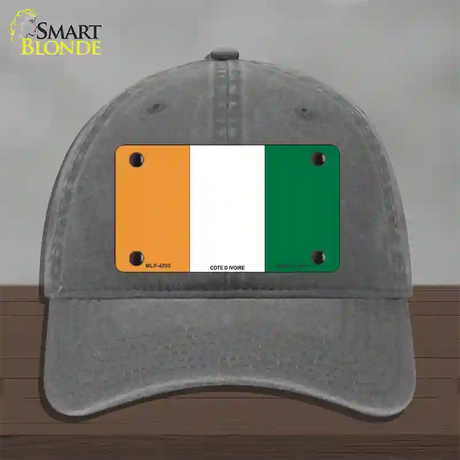 Cote D Ivoire Flag Novelty License Plate Hat Unconstructed Cotton / Charcoal