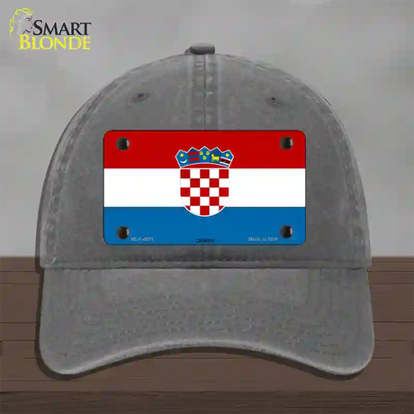 Croatia Flag Novelty License Plate Hat Unconstructed Cotton / Charcoal