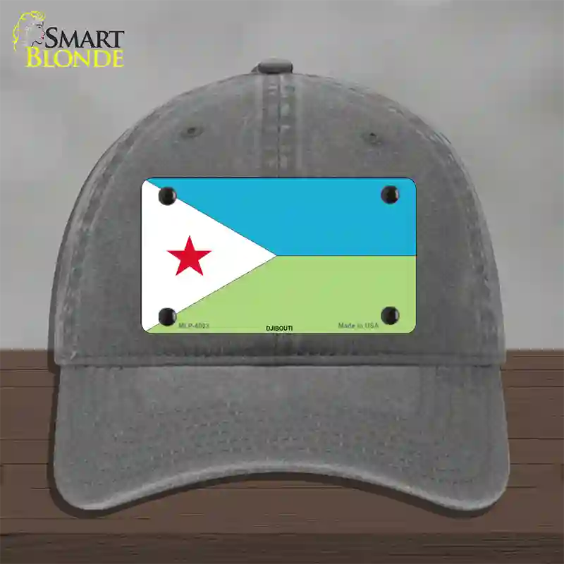 Djibouti Flag Novelty License Plate Hat Unconstructed Cotton / Charcoal