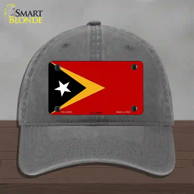 East Timor Flag Novelty License Plate Hat Unconstructed Cotton / Charcoal