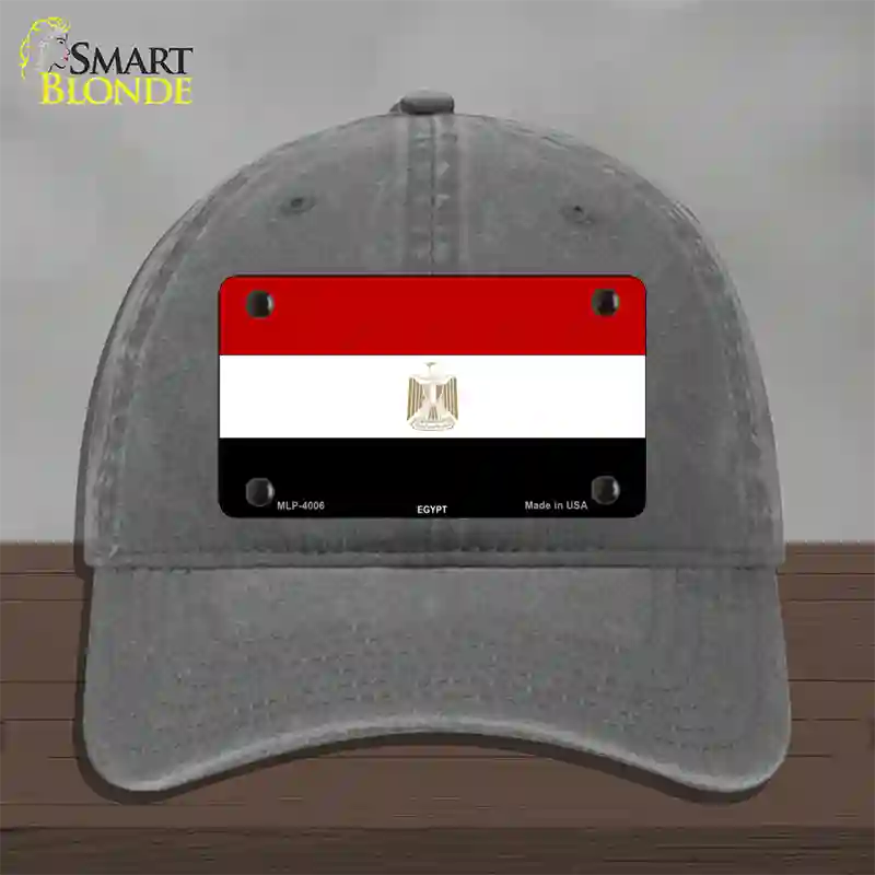 Egypt Flag Novelty License Plate Hat Unconstructed Cotton / Charcoal