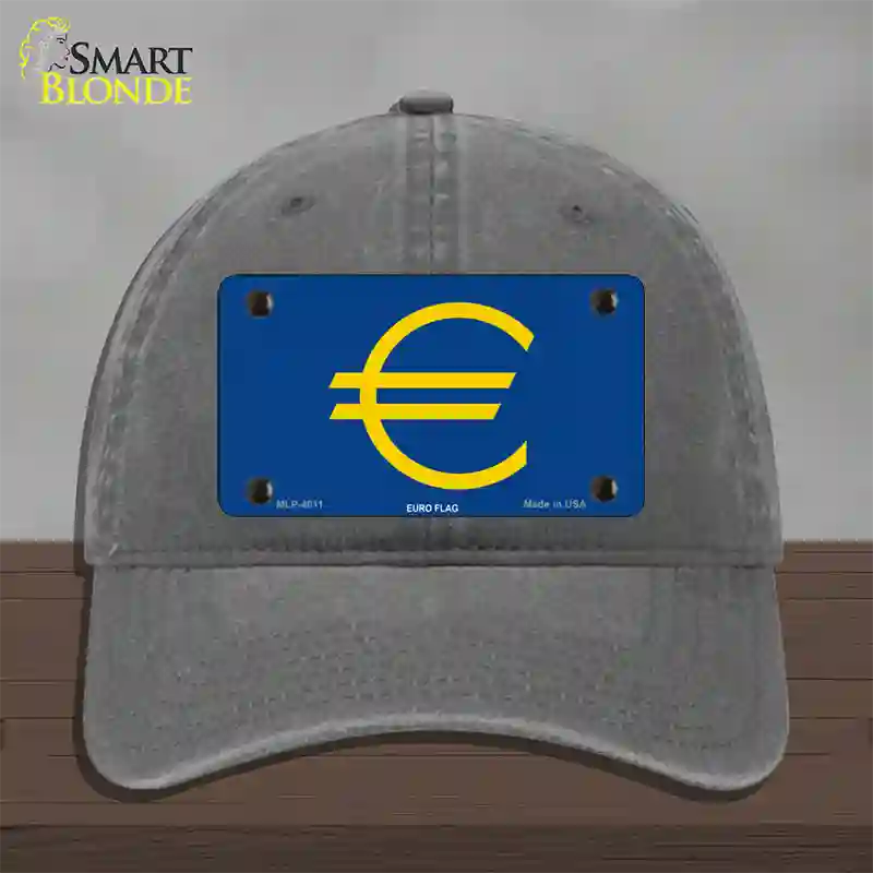 Euro Flag Novelty License Plate Hat Unconstructed Cotton / Charcoal