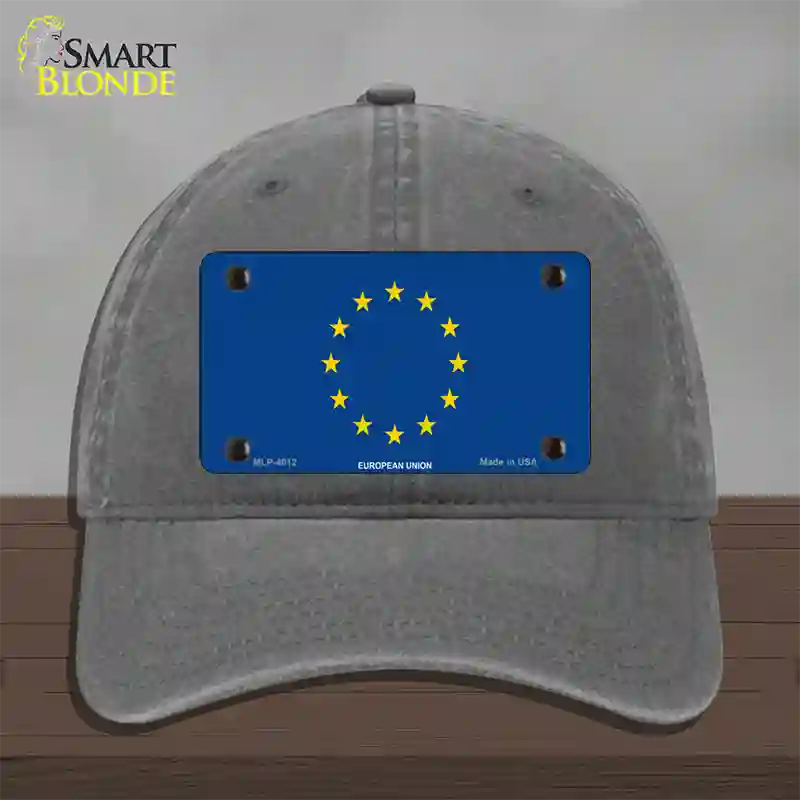 European Union Flag Novelty License Plate Hat Unconstructed Cotton / Charcoal