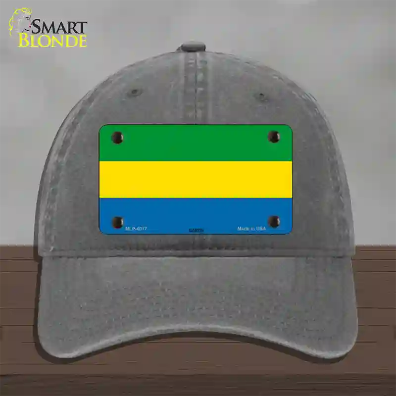 Gabon Flag Novelty License Plate Hat Unconstructed Cotton / Charcoal