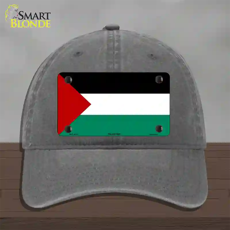 Palestine Country Flag Novelty License Plate Hat Unconstructed Cotton / Charcoal