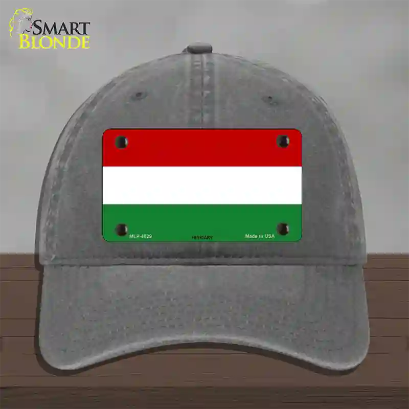 Hungary Flag Novelty License Plate Hat Unconstructed Cotton / Charcoal