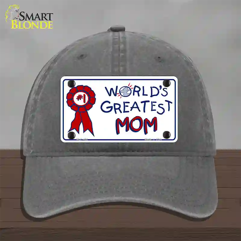 Worlds Greatest Mom Novelty License Plate Hat Unconstructed Cotton / Charcoal