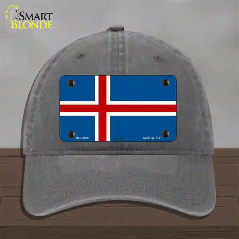 Iceland Flag Novelty License Plate Hat Unconstructed Cotton / Charcoal