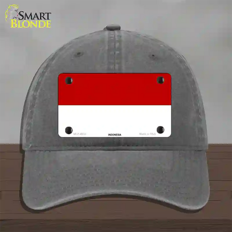 Indonesia Flag Novelty License Plate Hat Unconstructed Cotton / Charcoal