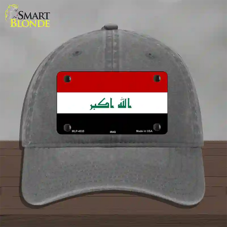 Iraq Flag Novelty License Plate Hat Unconstructed Cotton / Charcoal