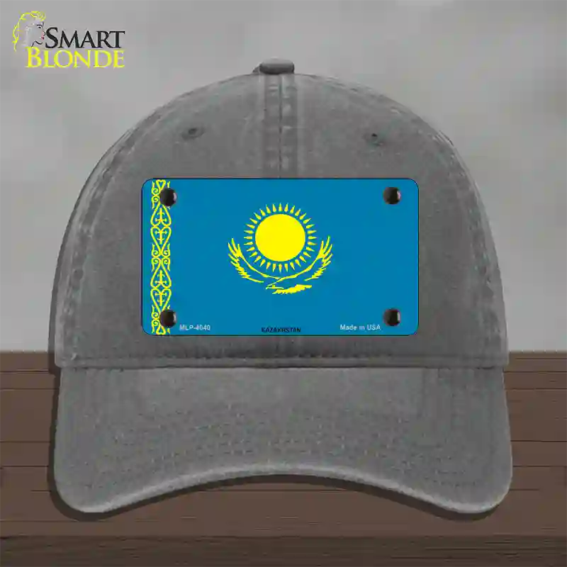 Kazakhstan Flag Novelty License Plate Hat Unconstructed Cotton / Charcoal