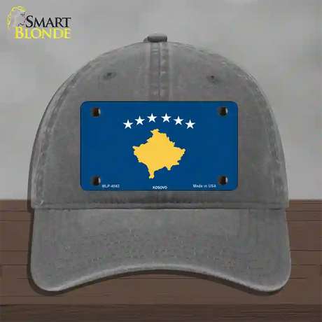 Kosovo Flag Novelty License Plate Hat Unconstructed Cotton / Charcoal