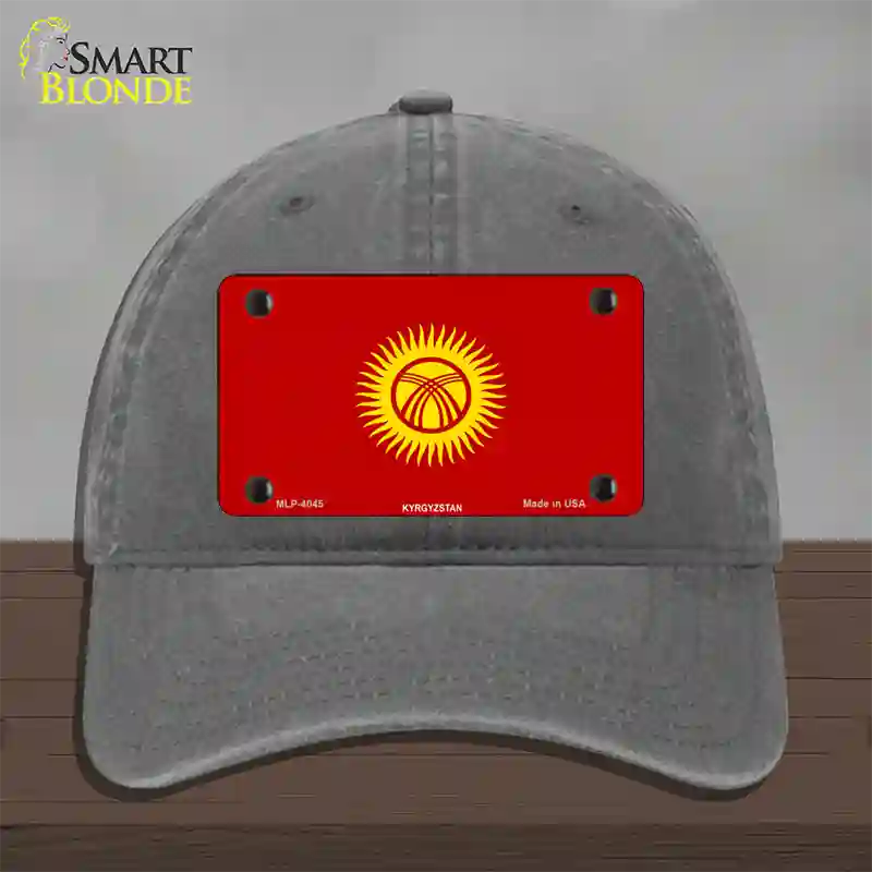 Kyrgyzsyan Flag Novelty License Plate Hat Unconstructed Cotton / Charcoal