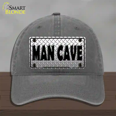 Man Cave Diamond Effect Novelty License Plate Hat Unconstructed Cotton / Charcoal