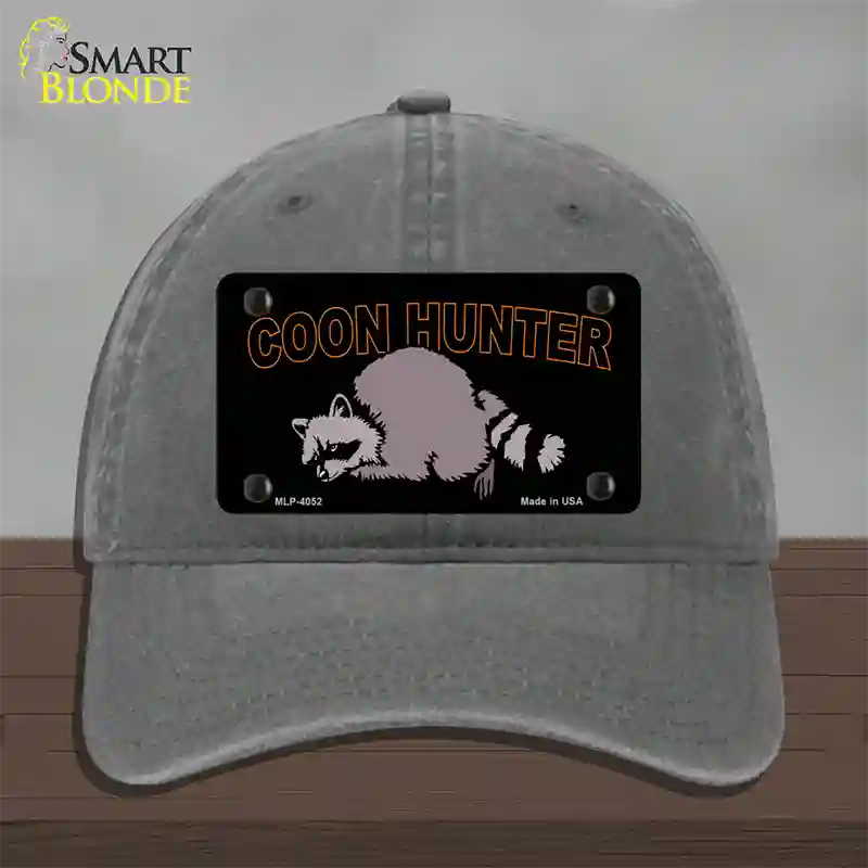 Coon Hunter Novelty License Plate Hat Unconstructed Cotton / Charcoal