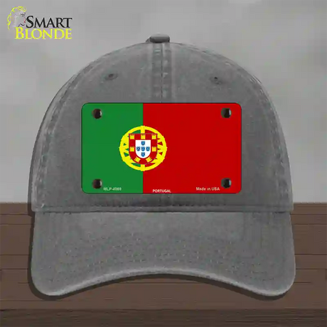 Portugal Flag Novelty License Plate Hat Unconstructed Cotton / Charcoal