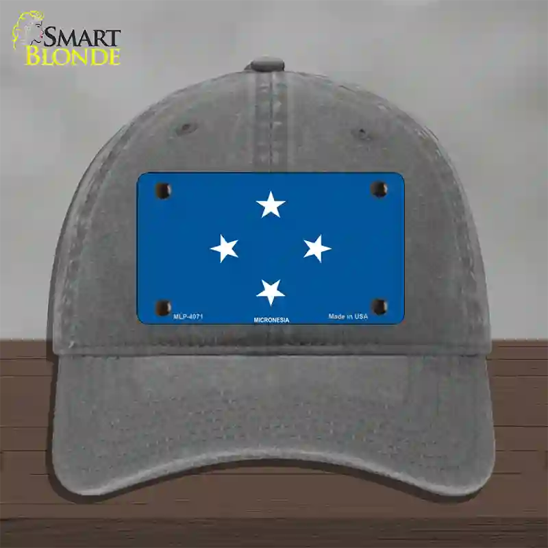 Micronesia Flag Novelty License Plate Hat Unconstructed Cotton / Charcoal