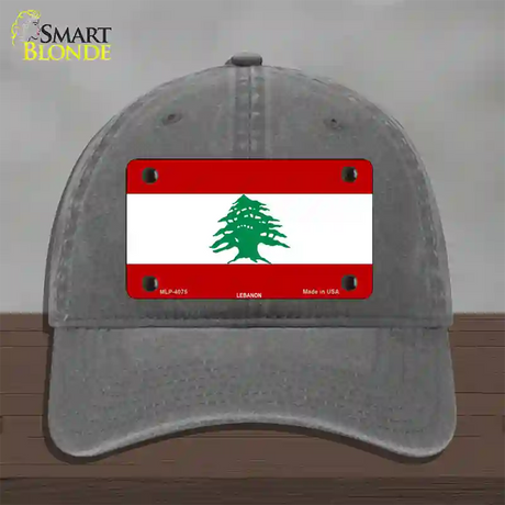 Lebanon Flag Novelty License Plate Hat Unconstructed Cotton / Charcoal