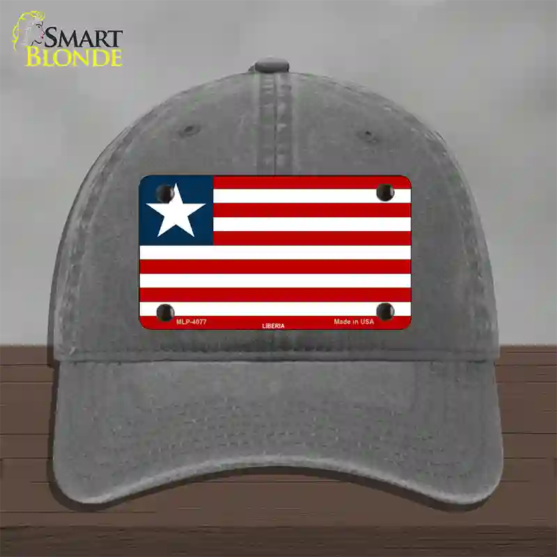 Liberia Flag Novelty License Plate Hat Unconstructed Cotton / Charcoal