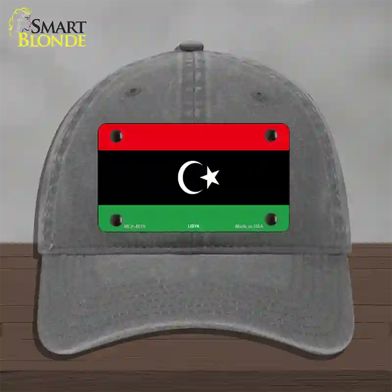 Libya Flag Novelty License Plate Hat Unconstructed Cotton / Charcoal