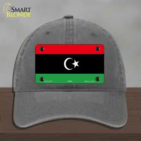 Libya Flag Novelty License Plate Hat Unconstructed Cotton / Charcoal