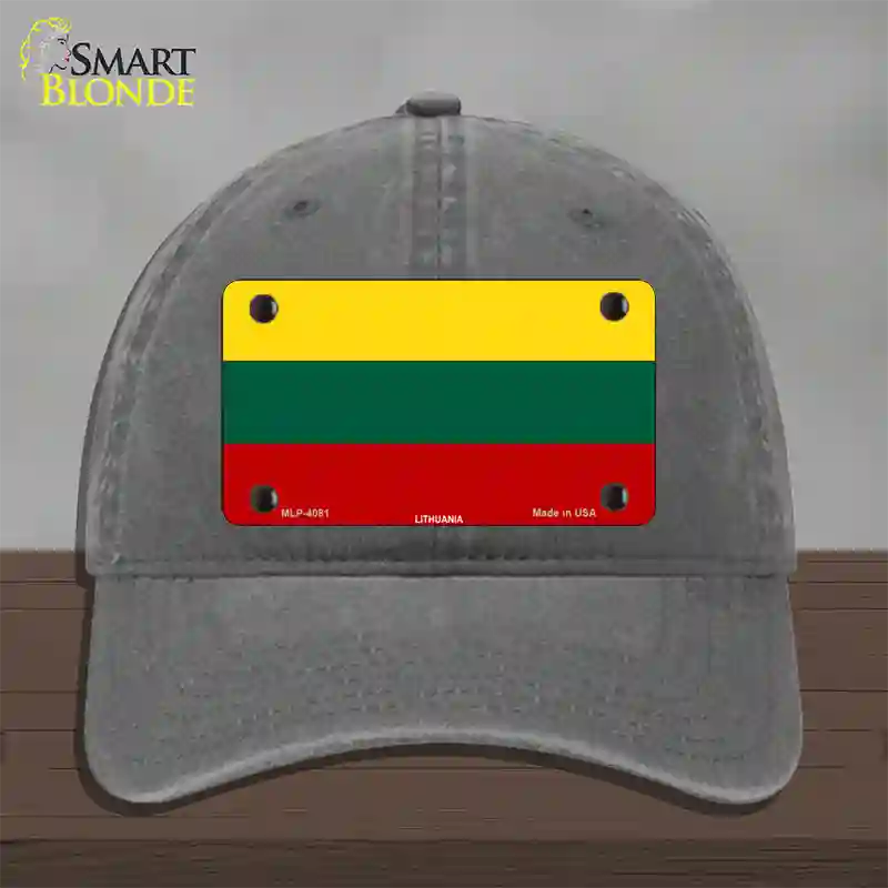 Lithuania Flag Novelty License Plate Hat Unconstructed Cotton / Charcoal